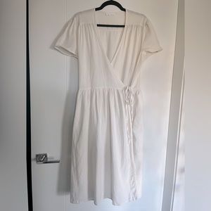 Oak + Fort Linen Blend Wrap Dress